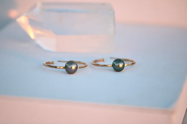 Tahitian Pearl Hoop Earrings