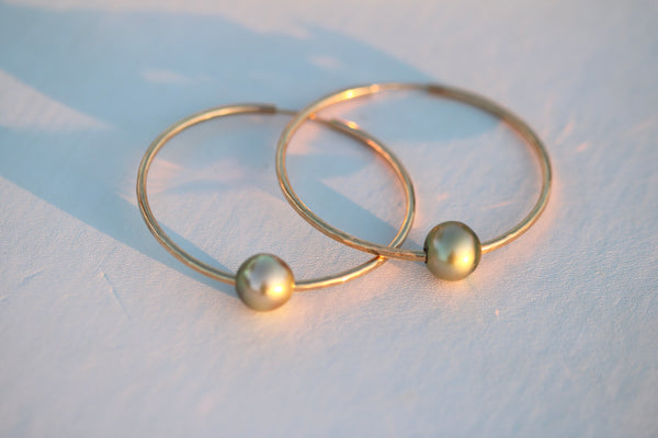 Tahitian Pearl Hoop Earrings