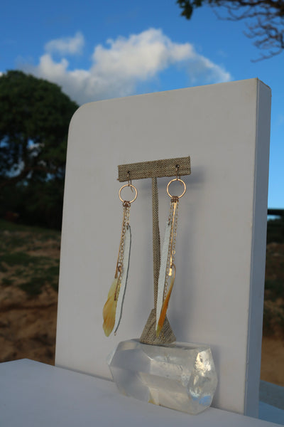 Gold feather Hoops