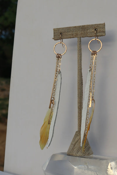 Gold feather Hoops