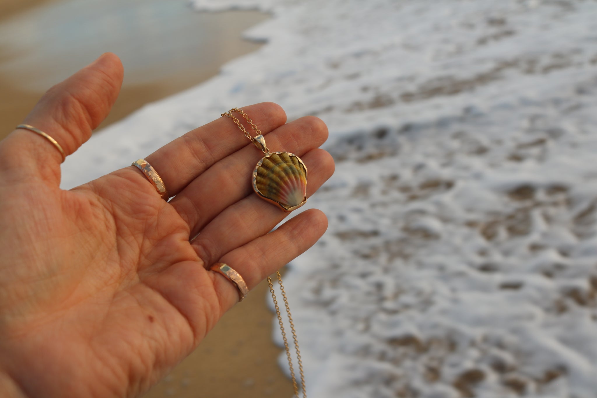 IRIEBEACH】ネックレス necklace ピンクゴールド shell initial 