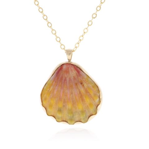 Custom Sunrise Shell Pendant in Gold
